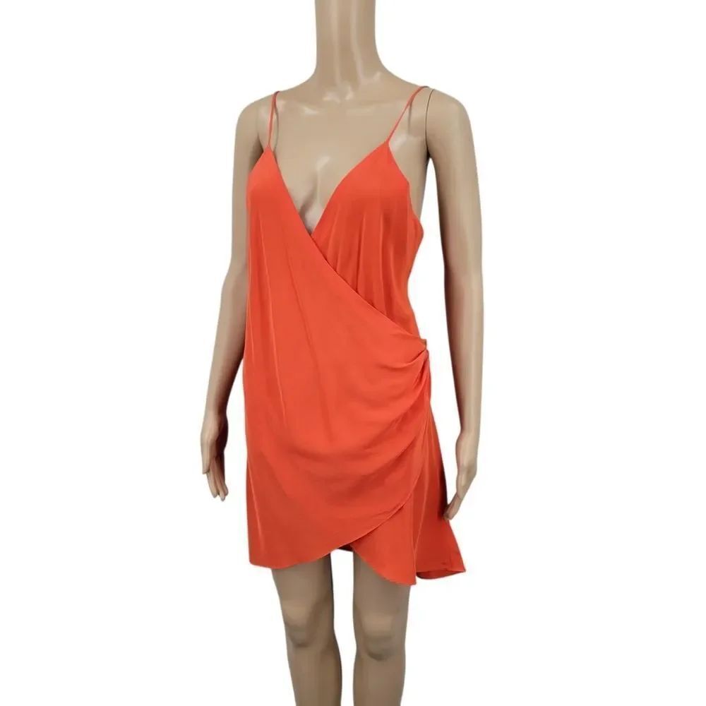 Victoria's Secret Gold Label Silk Vintage Orange Faux Wrap Style Lingerie Dress